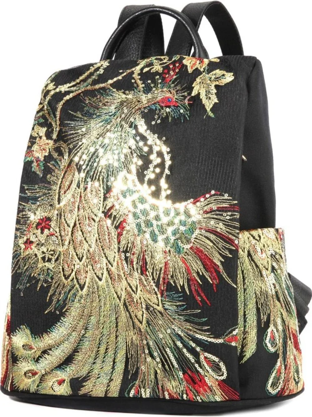 Glitter Embroidery Women's Backpack Purse | Fashion Canvas Anti-Theft Rucksack